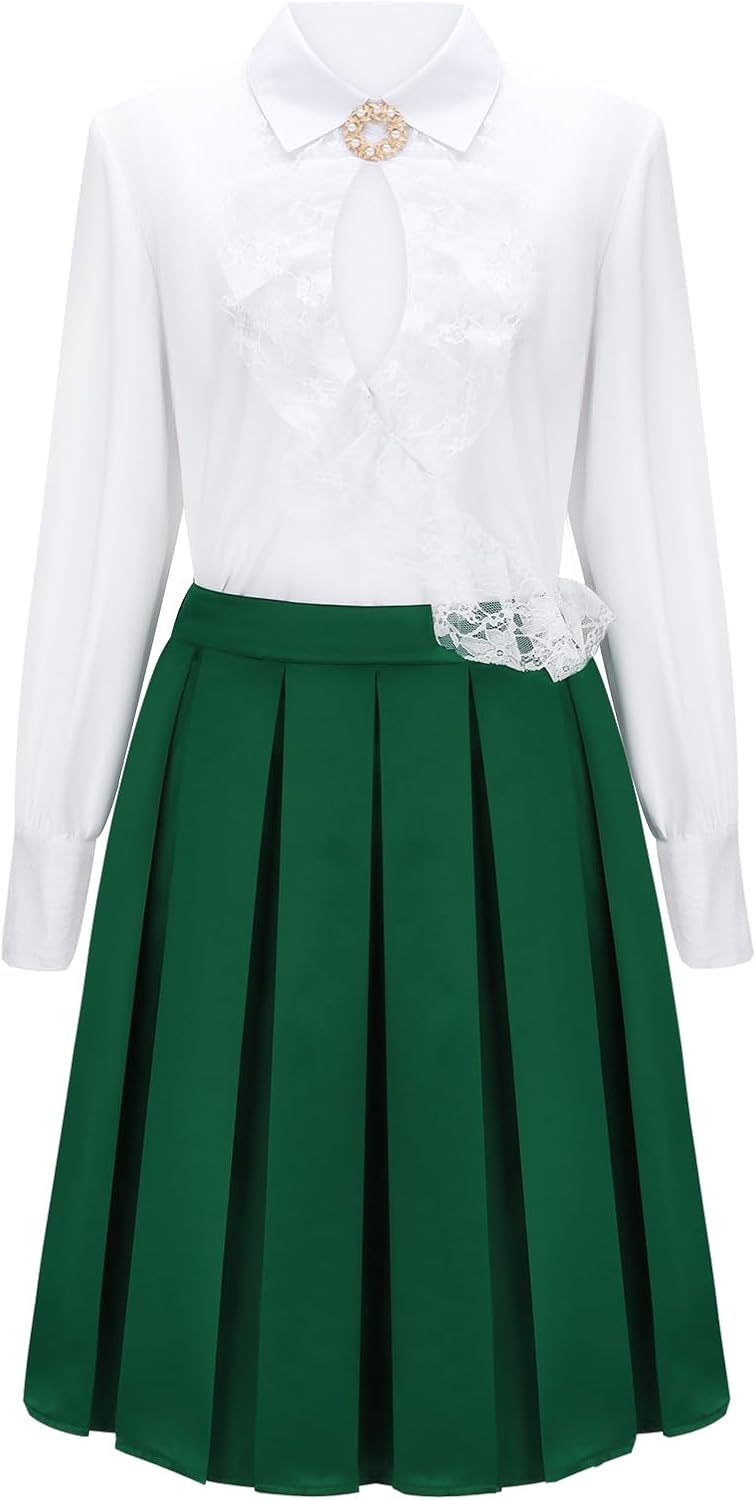 FOCUSOUL Women Ellen Costume Christmas Halloween Vacation Blouse Skirt Tie Outfit Movie Cosplay Fancy Dress Up