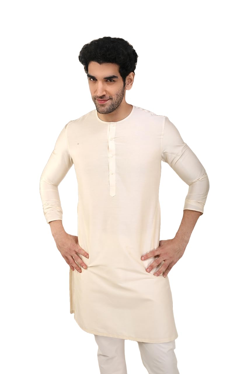 manyavar Men's Viscose Blend Long Kurta (1pc)-picture-27