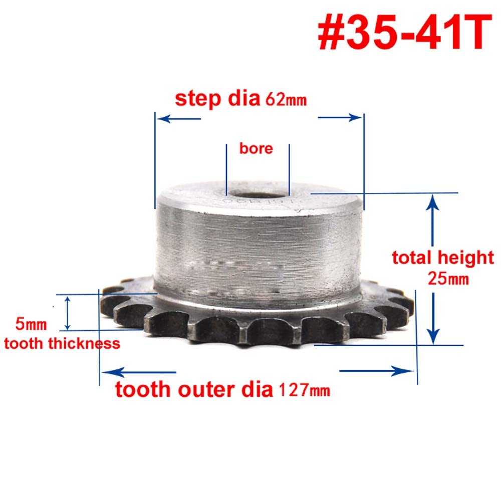 Piñón de Cadena de Rodillos dentados, Piñón de transmisión for Cadena de Rodillos n.° 35, 41 Dientes, n.° 35-41T, Paso de 3/8" for Cadena de Rodillos n.° 35H 06B