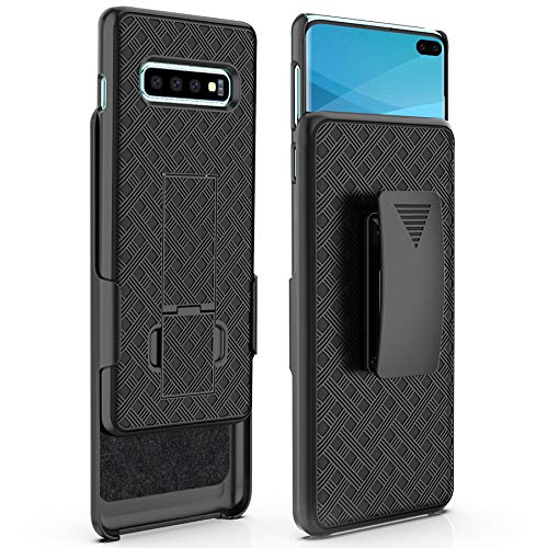 S10 Plus Case, Moona Shell Holster Combo Case for Samsung Galaxy S10 Plus Case with Kickstand & Belt Clip '3 Year Warranty' Galaxy S10 Plus Belt Clip Case, Thin Galaxy S10 Plus Holster Case