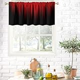 AAtter Red and Black Window Curtain Small Ombre Burgundy Boho Pattern Simple Gradient Design Fabric Living Room Bedroom Window Drape Treatment Valance, 52' W x 18' L, Modern