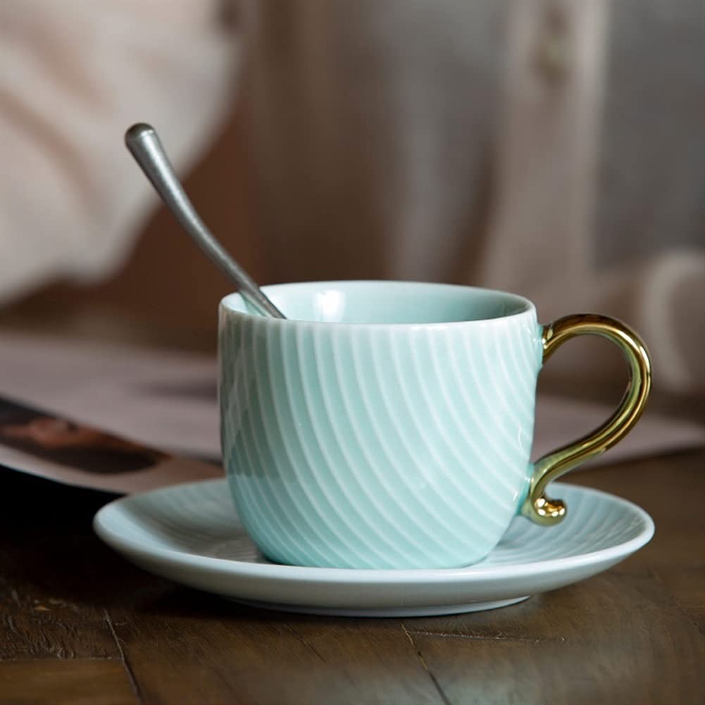 Ceramiczny zestaw kubków do kawy i spodków, 150 ml, gładkie kubki do cappuccino, filiżanki do herbaty z uchwytem, kubek śniadaniowy, szklanki do smoothie, szklanki do picia gorących napojów