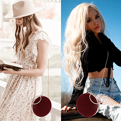 Selighting Round Velvet Clutch Purses For Women Evening Bags Formal Wedding Purse Prom Cocktail Party Clutch Hand Bag Burgundy #TOP5