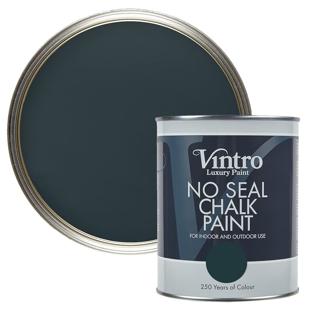 Vintro Paint | No Seal Chalk Paint | Dark Grey | Interior & Exterior Use | Furniture | Walls | Wood | Metal | 1 Litre (Lowry Grey)