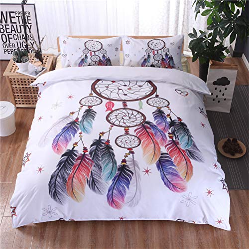 MIUNNG Hermosa Elegante Atrapasueños Tema Funda Nórdica Super Suave Comodo Blanco Poliéster...