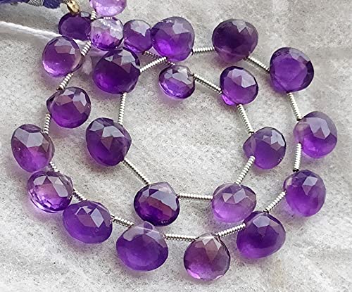 LKBEADS 8 inch strand of gem african amethyst 7-8.5mm heart faceted beads for DIY jewelry making. african amethyst beads strand