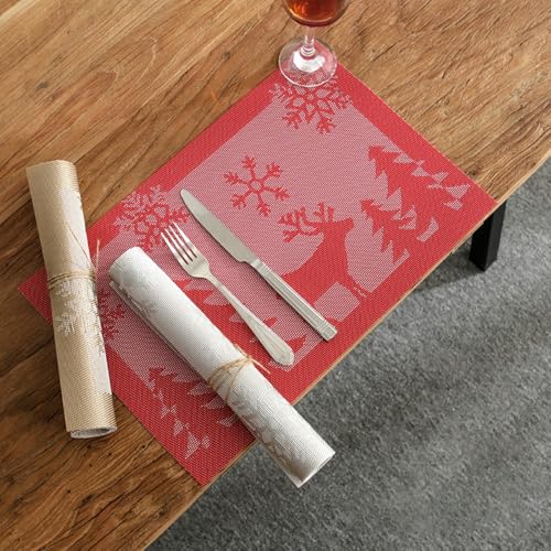 Set de table 6 personnes rectangulaire imperméable napperons de Noël PVC