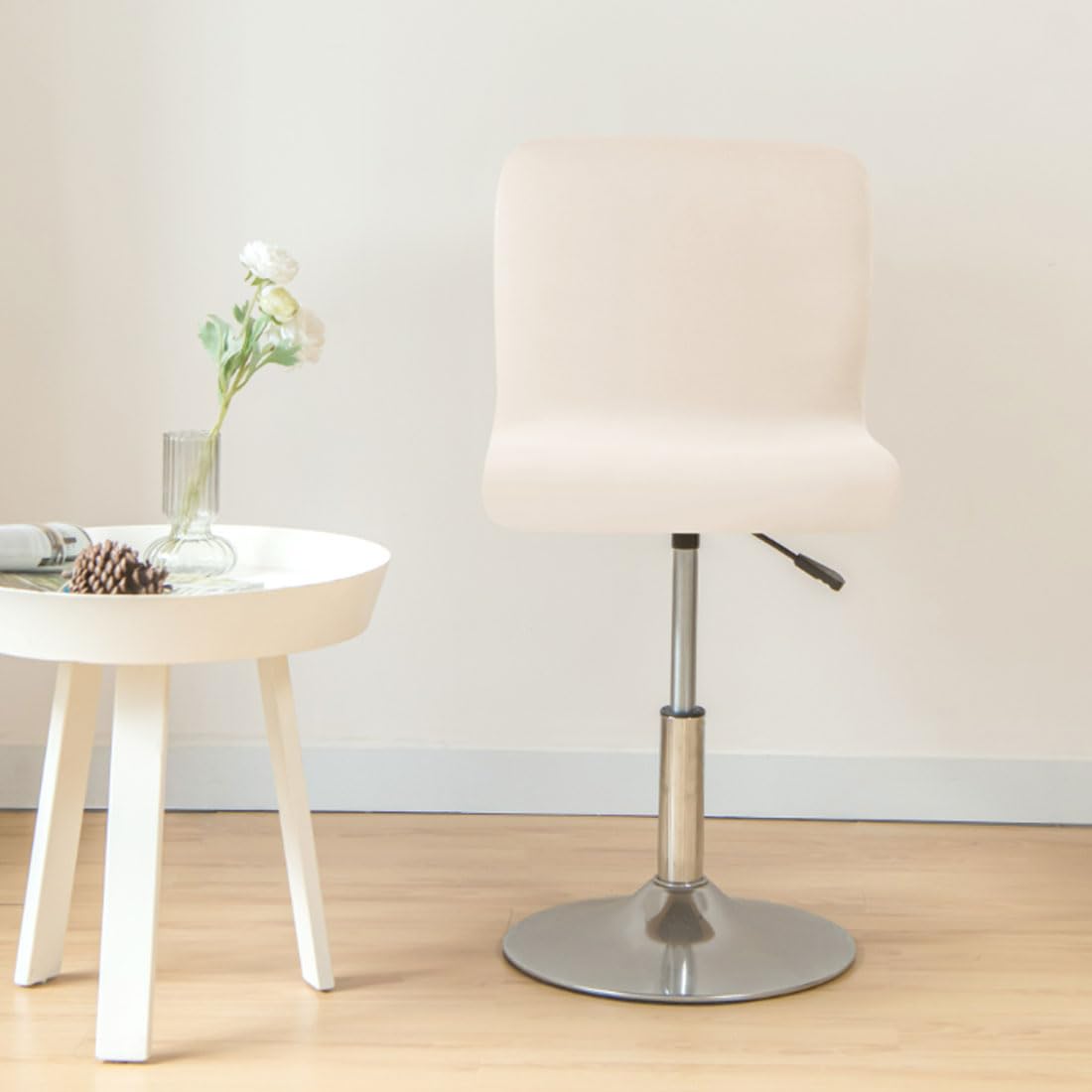 Levoberg Housse de Tabouret de Bar avec Dossier Imperméable Housse de Chaise de Salle à Manger Pivotante Couverture de Chaise Haute de Bar Extensible 4 Pièces Beige