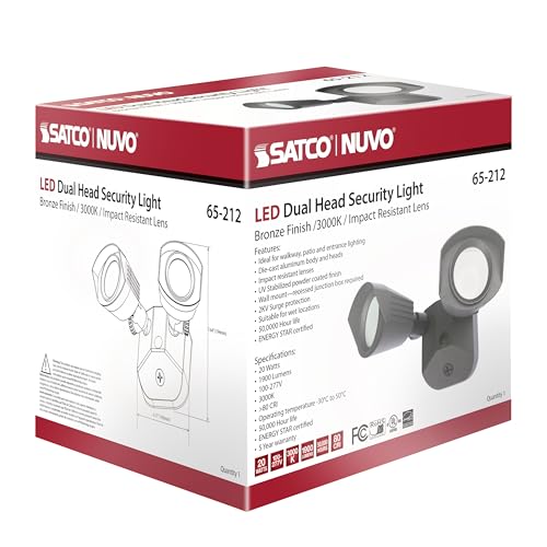 Image of Nuvo 65 /212 LED Dual-Head Security Light, 3000K, Bronze
