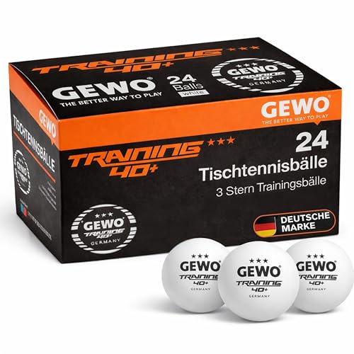 GEWO Tischtennisbälle Training 40+ - 3 Sterne Tischtennis-Ball aus ABS Plastik mit Naht - Hochwertige Plastik Trainingsbälle, Durchmesser 40+mm, Weiß