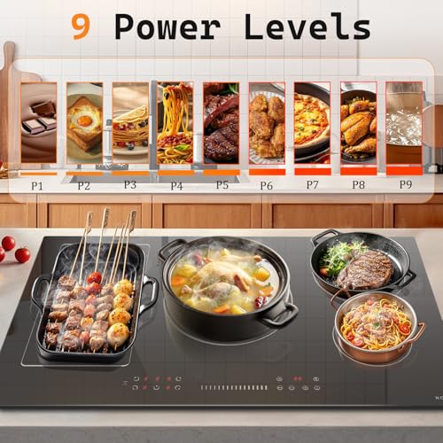 Image of Noxton 36 Inch Induction Cooktop, 5 Burner Electric Cooktop, 240V Hard Wire