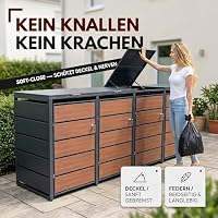 ALBATROS Mülltonnenbox 4er Holzdekor | Metall, 120-240L, abschließbar – Ansicht 3