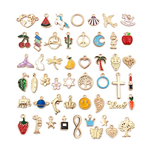 50 Pcs Pendentif Mixte,Émail Pendentif,Alliage Breloque Charmes, Pendentifs Assortis, Mixte Charms, Pour La Fabrication De Bijoux Et L'Artisanat,Diy Collier Bracelet Faire Cover