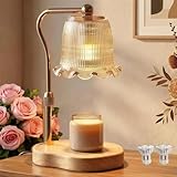 Lampe Chauffe Bougie,avec Minuterie et Variateur,Lampe Bougie électrique Vintage avec 2 Am...