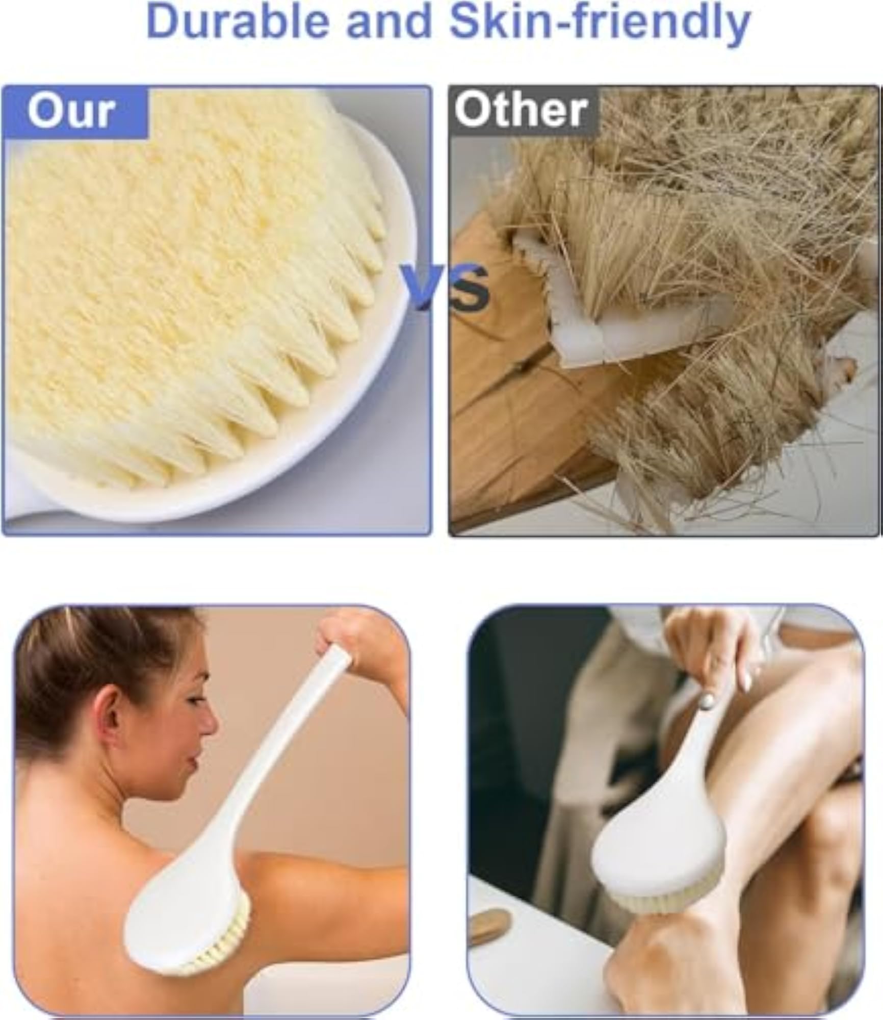 Dual-Sided Back Shower Brush with Long Handle