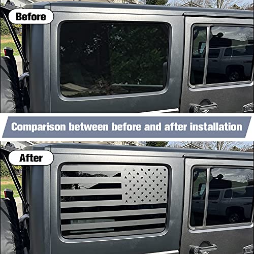 Image of for Jeep Wrangler Rear Side Window Decal American Flag Decal Compatible with Jeep Wrangler JK JKU 2011-2017 4 Door (2011-2017)