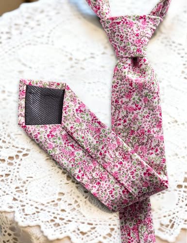 Image of Barry.Wang 100% Cotton Floral Ties for Men 63 inch Extra Long Necktie Clip