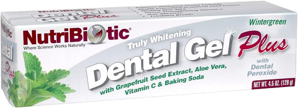 - Dental Gel Plus, Truly Whitening, Wintergreen, 4.5 Oz | with GSE, Aloe, Vitamin C, Baking Soda & Dental Peroxide | Support Healthy Teeth & Gums | Fluoride-Free