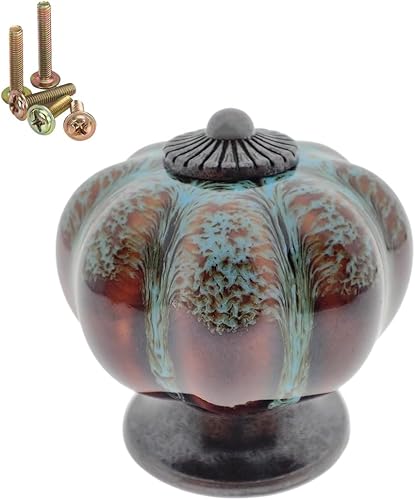 Paquete de 5 pomos de cerámica vintage en forma de calabaza, para cajones de gabinete de cocina, tocadores, alacenas, armarios, con 5 tipos de