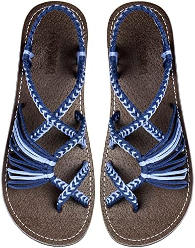 Capana Woven Women's Flat Sandals - Strappy Braided Sandals, Beach Sandals for Women Dressy Summer, Rope Bohemian Sandals, Spring Casual Womens Shoes, Comfy Boho Flats for Teen Girls – Banyan