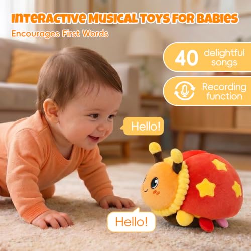 Image of Interactive Crawling Ladybug Toy, Musical Plush Toy for Babies 6-36M