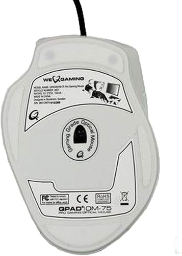 Miniatura 5 de QPAD OM-75 LED Bluelight Optical Ratón de gaming con cable ergonómico para ordenador portátil, 5 botones programables, 1600 dpi