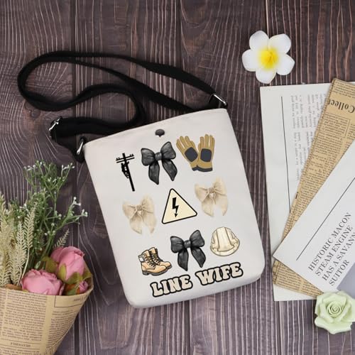 TIIMG Line Wife Gift Bow Storm Wife Lineman Pride Spouse Gift Electrical Lineman Wife Crossbody Bag3