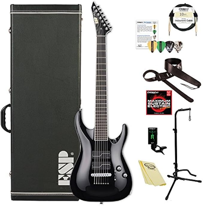 ESP ESTEFB7BLKF Stephen Carpenter Signature 7-String Baritone Guitar, Black