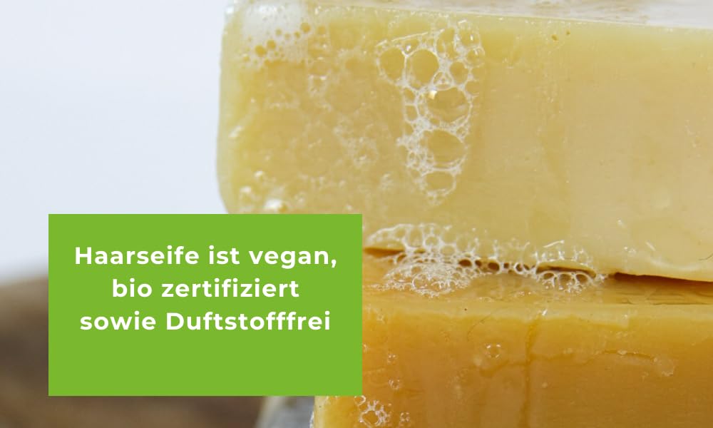 Haarseife Haar Balance von Hautwohl regeneriert die Kopfhaut und stärkt das Haar durch Jojobaöl und Traubenkernöl. Inhaltsstoffe aus kontrolliert biologischem Anabu. 70g Vegan und Duftstofffrei.