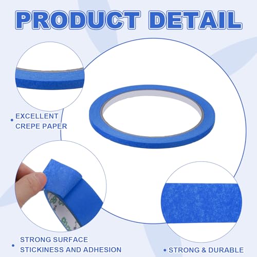 Image of MECCANIXITY Masking Tape 0.2 Inch x 21 Yard Painter's Tape Blue Paint Tapes for DIY Crafts Arts Drawing Decoration Labeling Car Painting Artist Teachers, Pack of 6