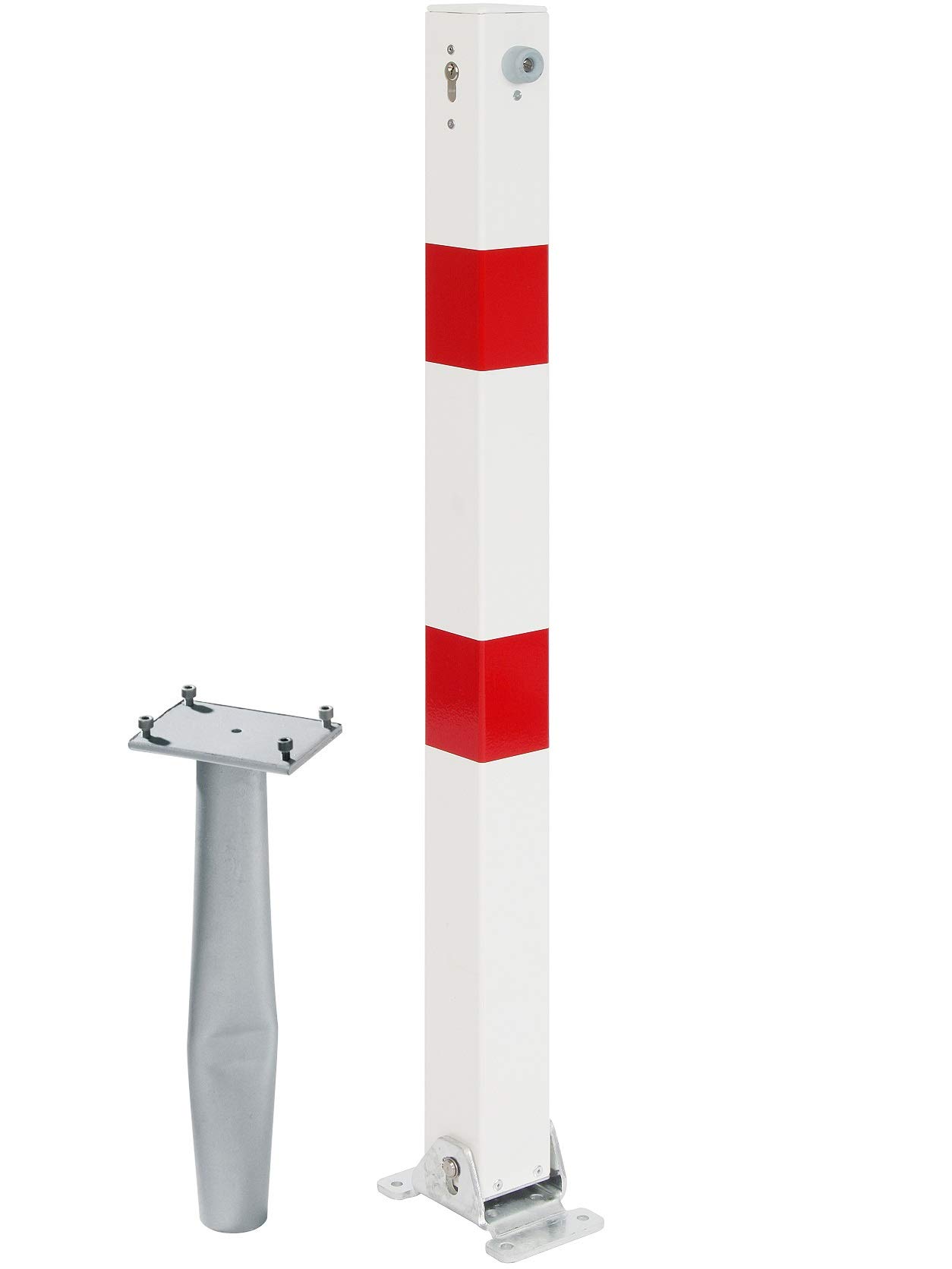Alberts 787028 Borne Klappy-Bo | au choix dans différents modèles | à couler dans le béton, rabattable | en blanc | poteau 70 x 70 mm | hauteur au-dessus du sol 100 cm