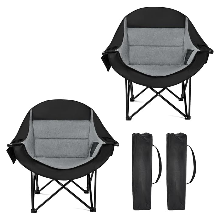 Image of Oversized Camping Chairs 2 Pack, 500 LBS Heavy Duty Folding Chairs, Grey