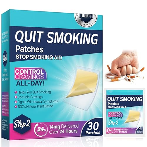 Quit Smoking Patches Step 2, 14mg Stop Smoking Aid, Transdermal System Patch, 30 Count, Quit Smoking Stickers Delivered Over 24 Hours Easy to Help Control Smoking Cravings That Work with 2 Weeks