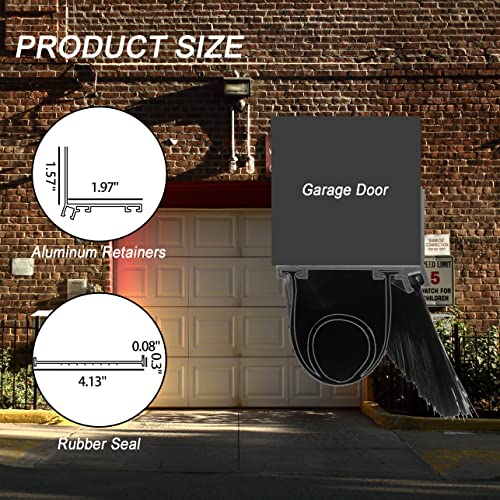 Ginchain Garage Door Seals, Heavy-Duty U+O Shape Bottom Rubber With Aluminum Track Retainer Base + 5Cm Brush Combination Kit, Universal Garage Door Weather Stripping Kit (9.8Ft) #TOP1