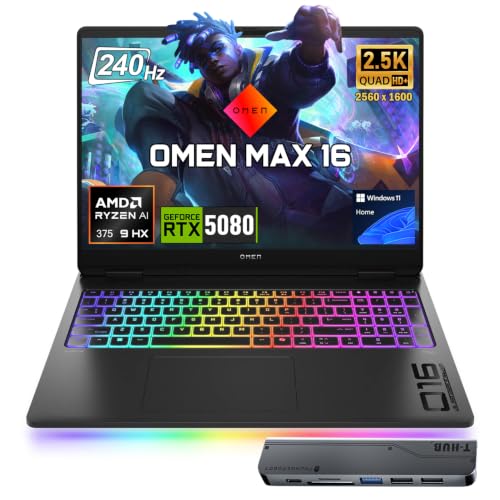 Image of HP Omen Max 16 inch 240Hz Ryzen AI 9 HX 375 & 5080 Gaming Laptop, 32GB + 1TB