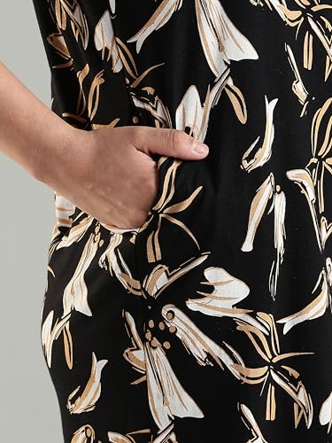 Image of 9shines Label Hosiery Cotton Knee Length Short Night Dress | Short Nighty for Women with Pocket | Graphic Print Nightwear | Night Gown for Women (M-7XL)
