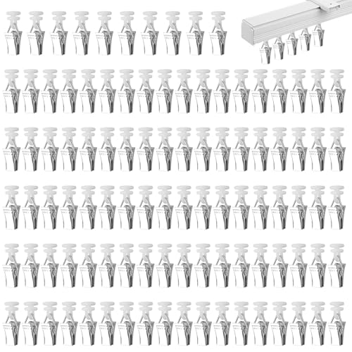 100 StüCk Gardinenhaken FüR Gardinenhaken FüR Schienen,Gardienenrollhacken,GardinenröLlchen FüR Schiene,Vorhang Haken Mit RöLlchen,GardinenröLlchen Mit Clips,Gardinenhaken,Schiebeset FüR Gardinen