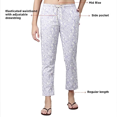 Image of Enamor Mid Rise Full Length Adjustable Drawstring Hangout Pant for Women - Relaxed Fit, Combed Cotton - E4A5