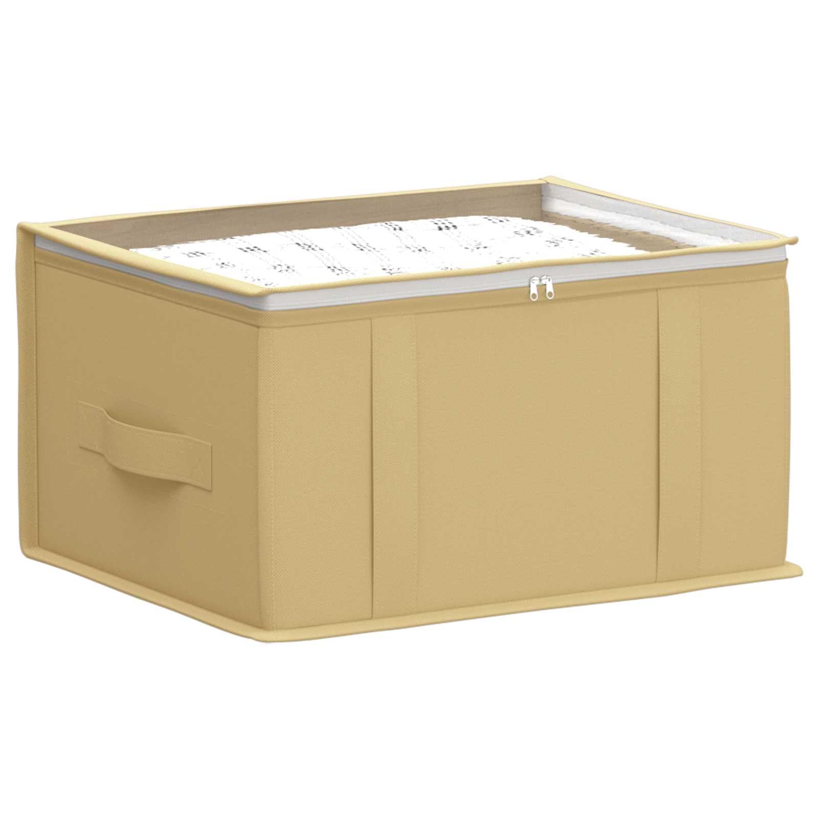 Caja de almacenamiento con ventana de PVC transparente, tela no tejida, 50 x 30 x 25 cm, juego de 2 unidades, crema para ordenar debajo de la cama, visión general transparente y extracción