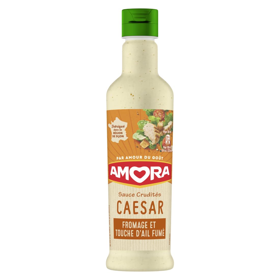 AMORA - Surowy sos Cezara - ser i wędzony czosnek - Made in Dijon - 380 ml