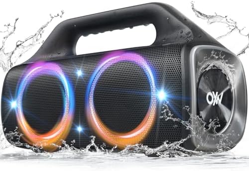 IPX67 Waterproof Bluetooth Speaker:80W(Peak) Loud Outdoor Portable Wireless Party Speakers with LED Lights,20H Playtime,Bluetooth 5.3,Deep Bass & TWS for Pool,Beach