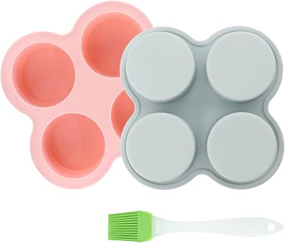Silicone Air Fryer Egg Mold and Cupcake Pan, Muffin Tin with Oil Brush, Non-Stick Molds for Air Fryer Toaster Oven, 2Pcs Egg Molds
