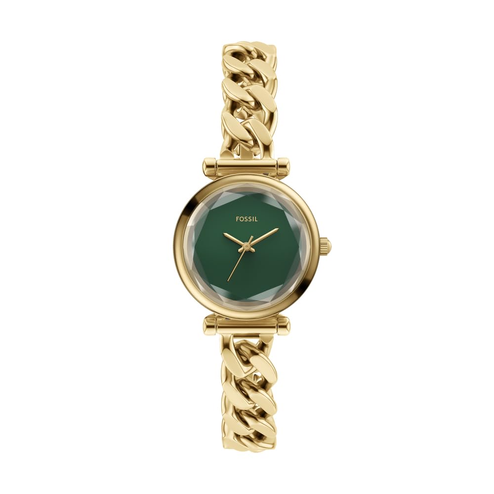 Fossil Reloj Carlie para Mujer, Movimiento de cuarzo a tres agujas en tono Dorado Con Correa de Acero inoxidable