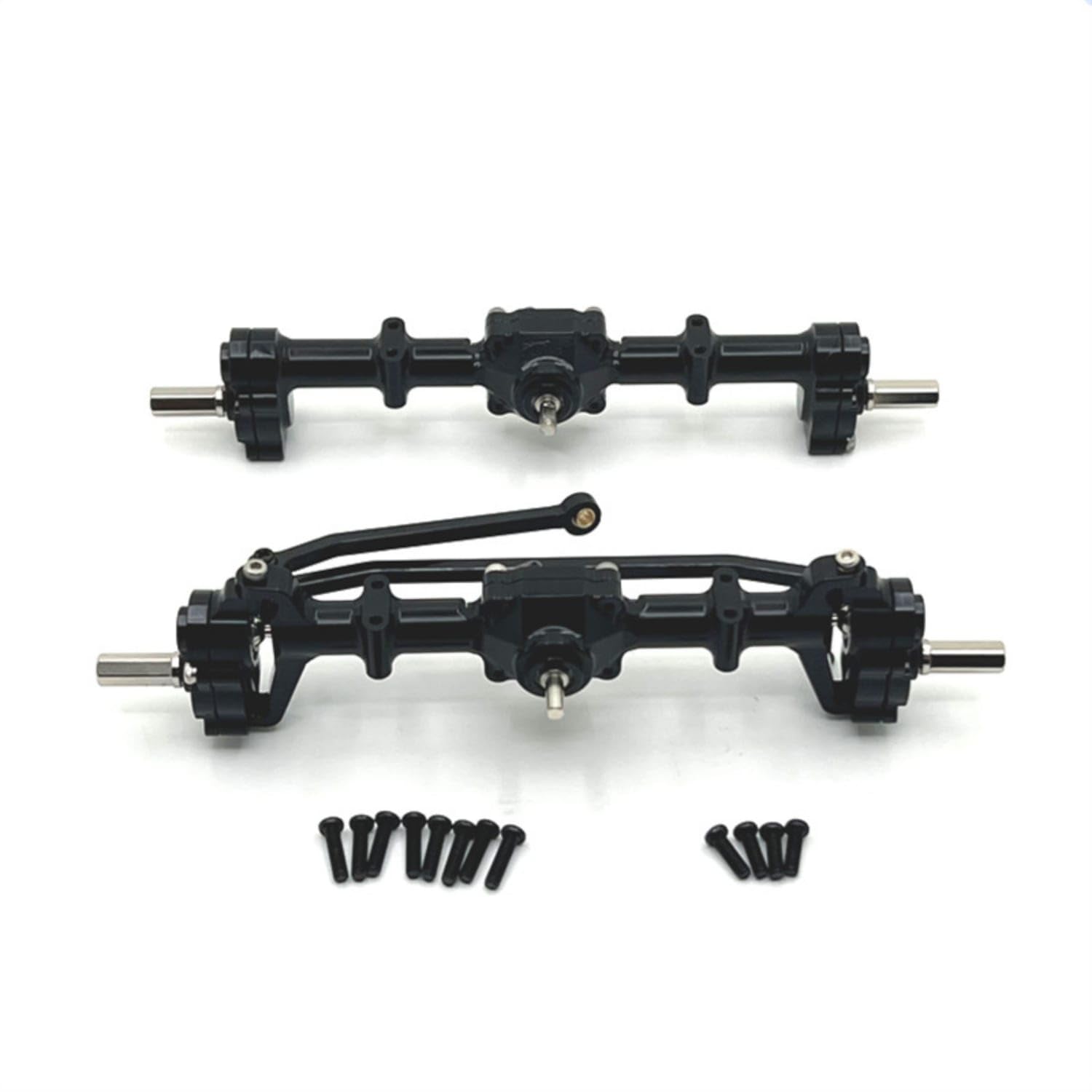 1:12 Scale Front and Rear Axles Aluminum Alloy Complete Axle Assembly CNC Machined RC Axle with Gears Hardened for Hobbyists, Drivetrain Upgrade, Black-image-40