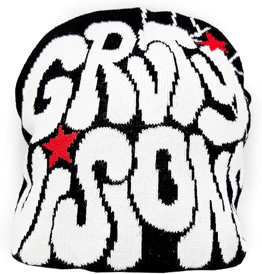 Image of Printed Beanie Hat, Beanies Y2K Winter Hats Streetwear Skull Cap Double-Layer Knitted Beanies Warm Knit Beanie, Hip Hop Streetwear Clothing