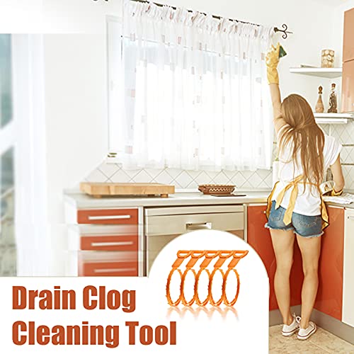 LSLCQW 5 Pack 25inch Drain clog remover, Snake Drain Cleaner Hair Clog Remover tool, Shower kitchen sinks and bathtubs, sink snake, hair toilets sewer pipe cleaning tools. - image 5