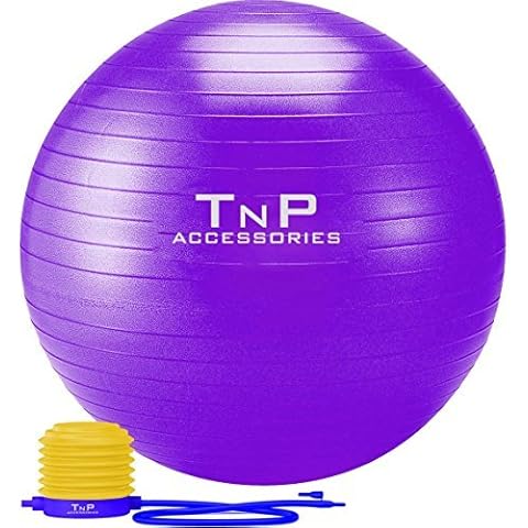 TNP Accessories EXERCISE GYM YOGA SWISS BALL FITNESS PREGNANCY BIRTHING ANTI BURST BALLS 55CM / 65CM / 85CM + FOOT PUMP (Purple, 65cm) Cover