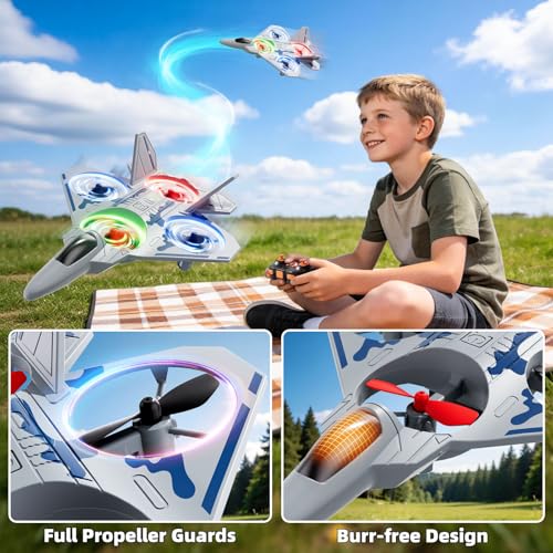 Image of Remote Control Airplane Drone for Kids Ages 4-6-8-10-12, RC Plane Jet Drone with One Key Take Off-Landing, Headless Mode, 360 Flip for Kids Boys Beginners, Outdoor Flying Toys Birthday Gifts for Boys
