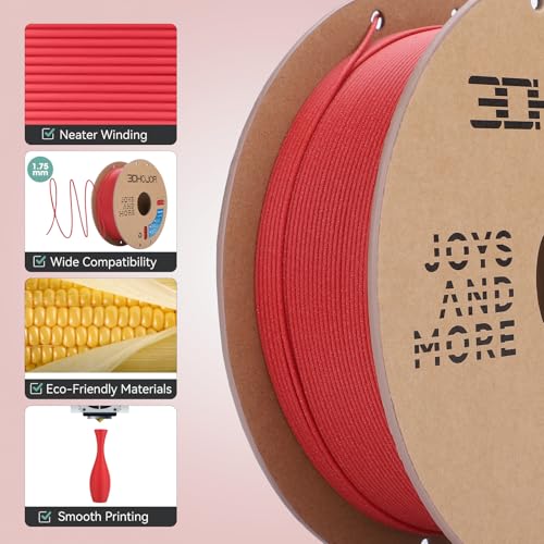Image of 3DHoJor Matte PLA Filament 1.75mm, Upgrade 1kg Cardboard Spool PLA Filament 1.75 PLA 3D Printing Filament, Print with Most 3D Printers 3D Filament-Fire Engine red