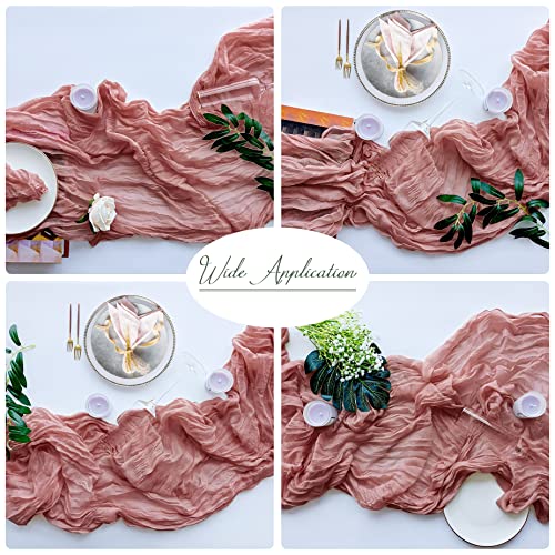 6 Pieces Cheesecloth Table Runners 10 Ft Dusty Rose Table Runner Gauze For Boho Rustic Wedding Centerpieces, Baby Shower Decorations Tea Party Mother’s Day Dinner Dusty Pink #TOP3